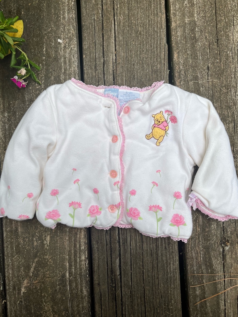 Disney Baby White & Pink Winnie the Pooh Embroidered Jacket/Coat